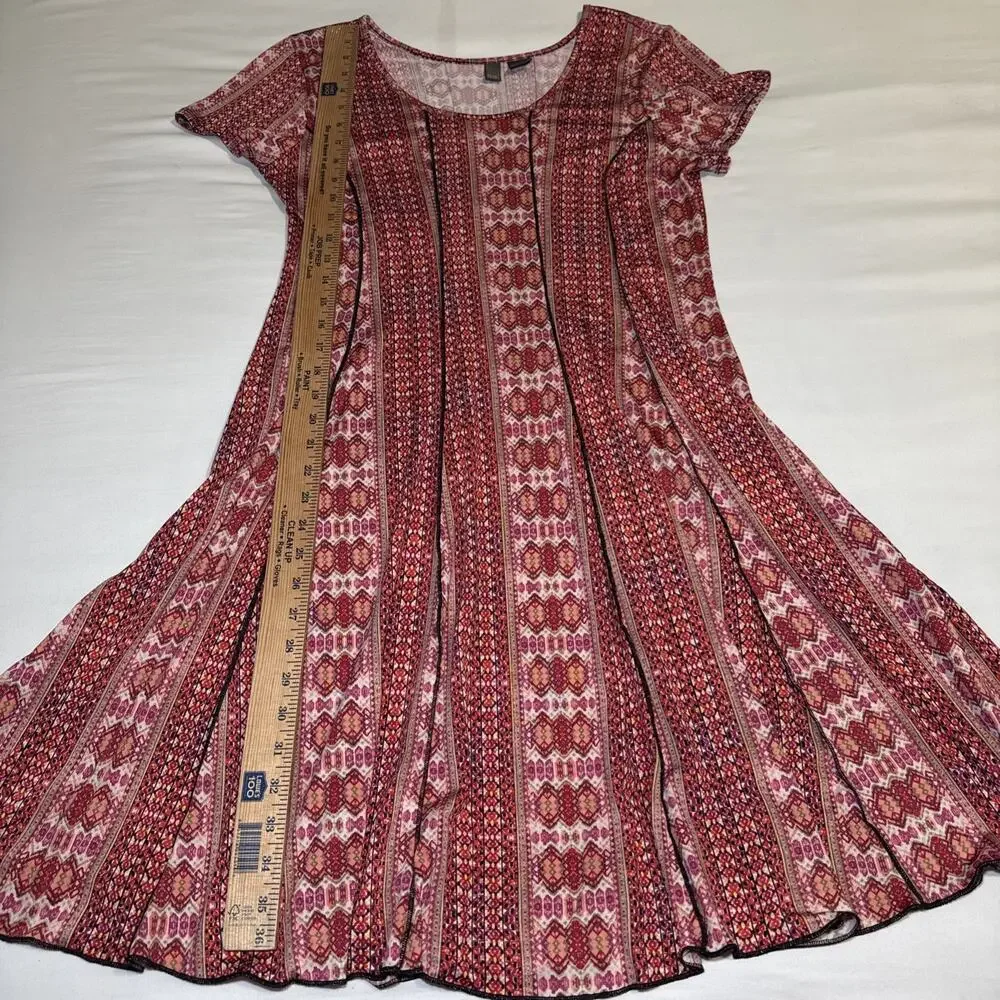 Sere Nade New York Dress Womens Large Red Pink Abstract 3D Piping Detail Stretch